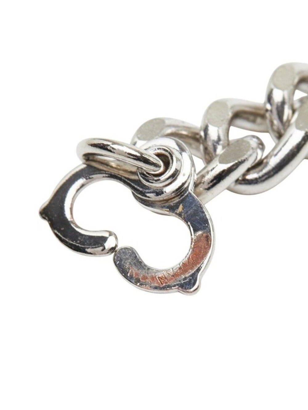 Saint Laurent YSL Logo Plate Chain Bracelet Silver Metal - Picture 6 of 7